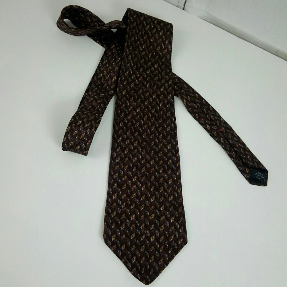 Bugatti Italian Brown Pattern Silk Men's Tie